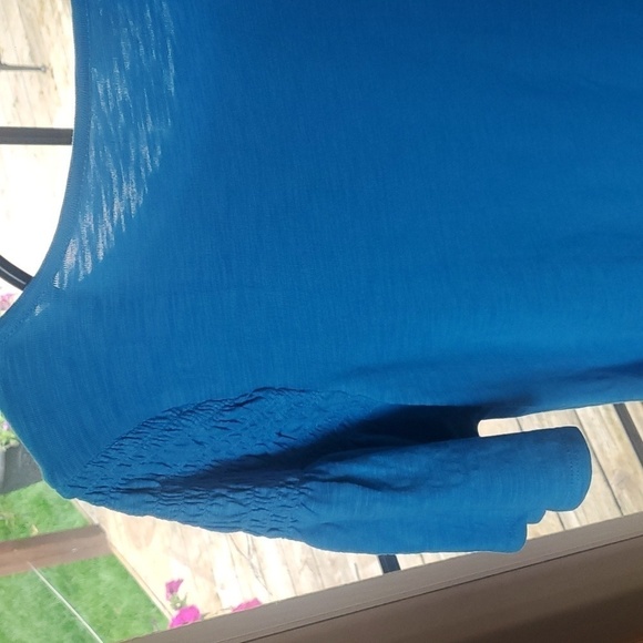 Talbots Blue Casual Flutter Smocked Sleeve Light, Comfortable Tee Sz L Dress - Picture 3 of 10